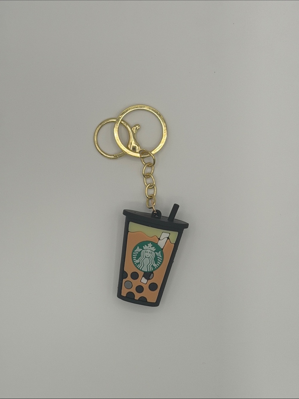 Starbucks Bubble Tea Silicone Bag Charm Tan and Black